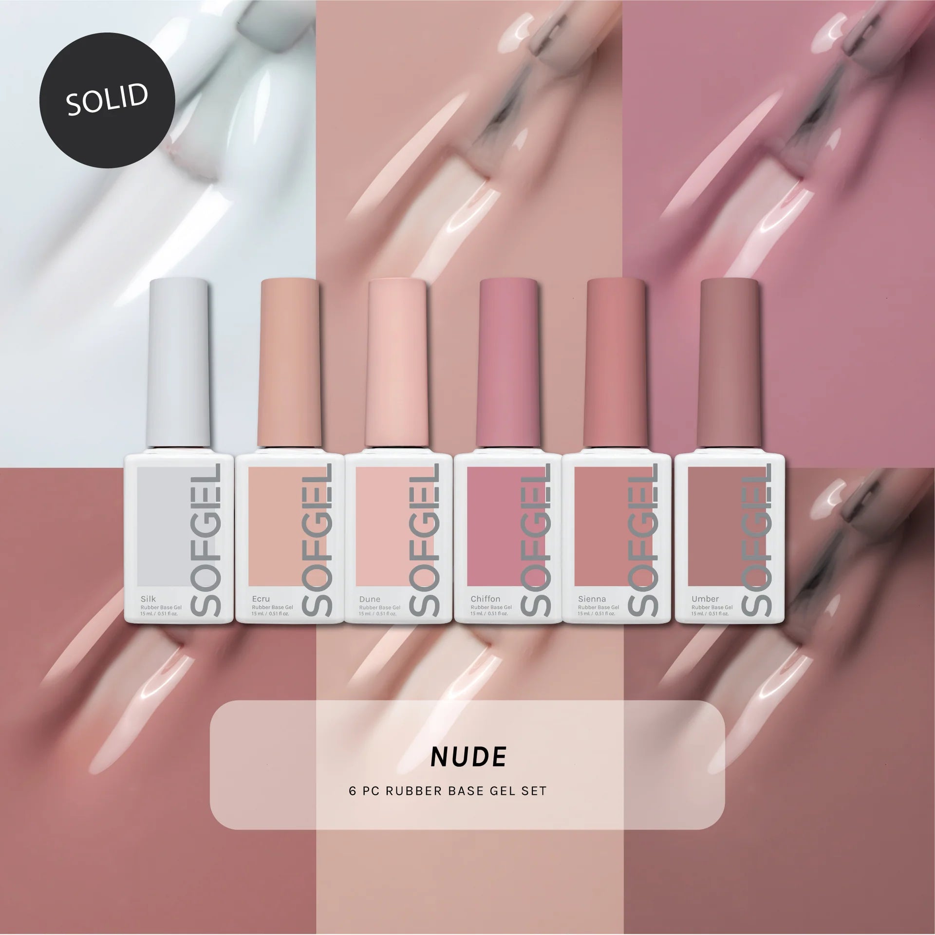 Sofgel - Nude Rubber Base Gel - Set of 6 Colors