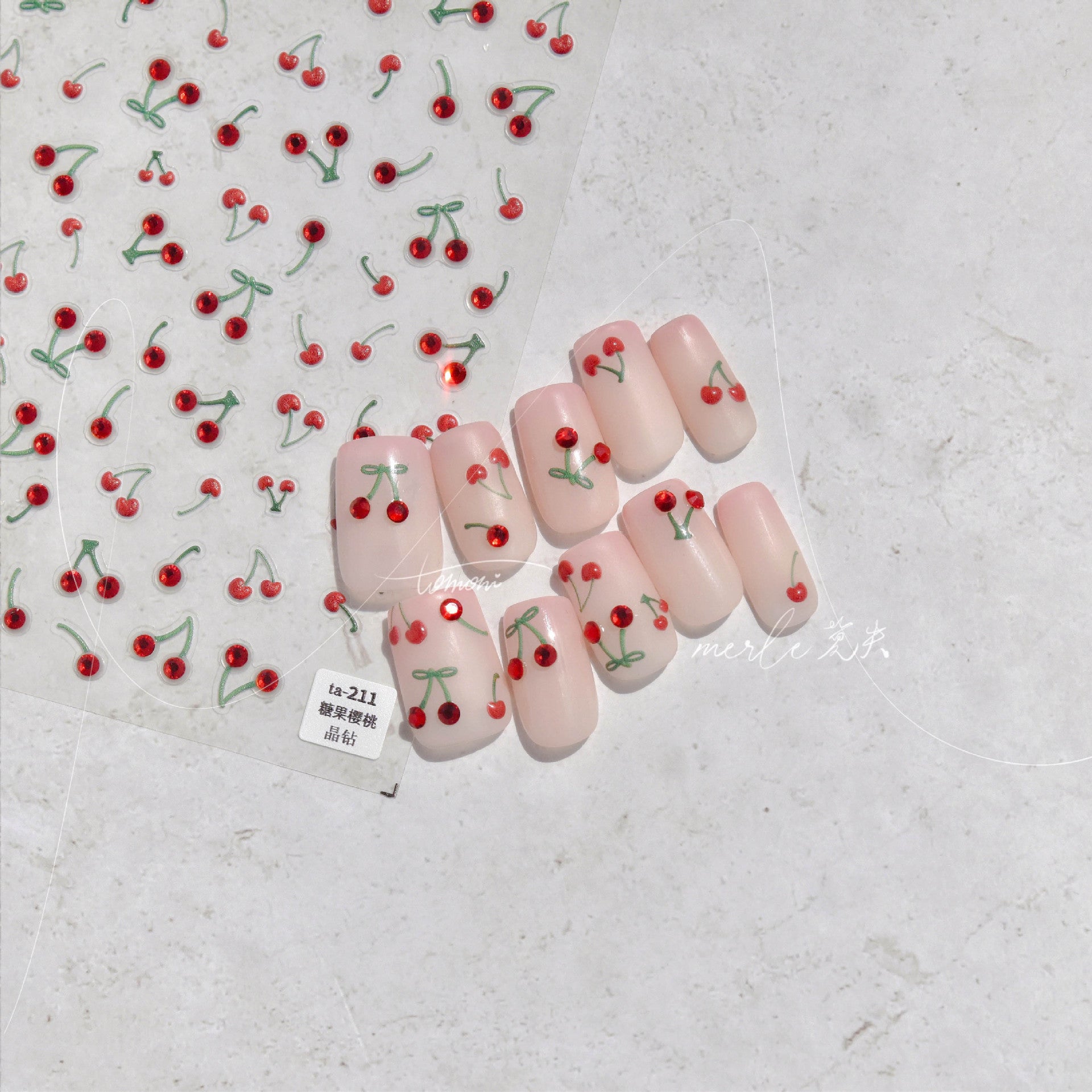 TA211 - Self-Adhesive Spring Cherry Nail Stickers