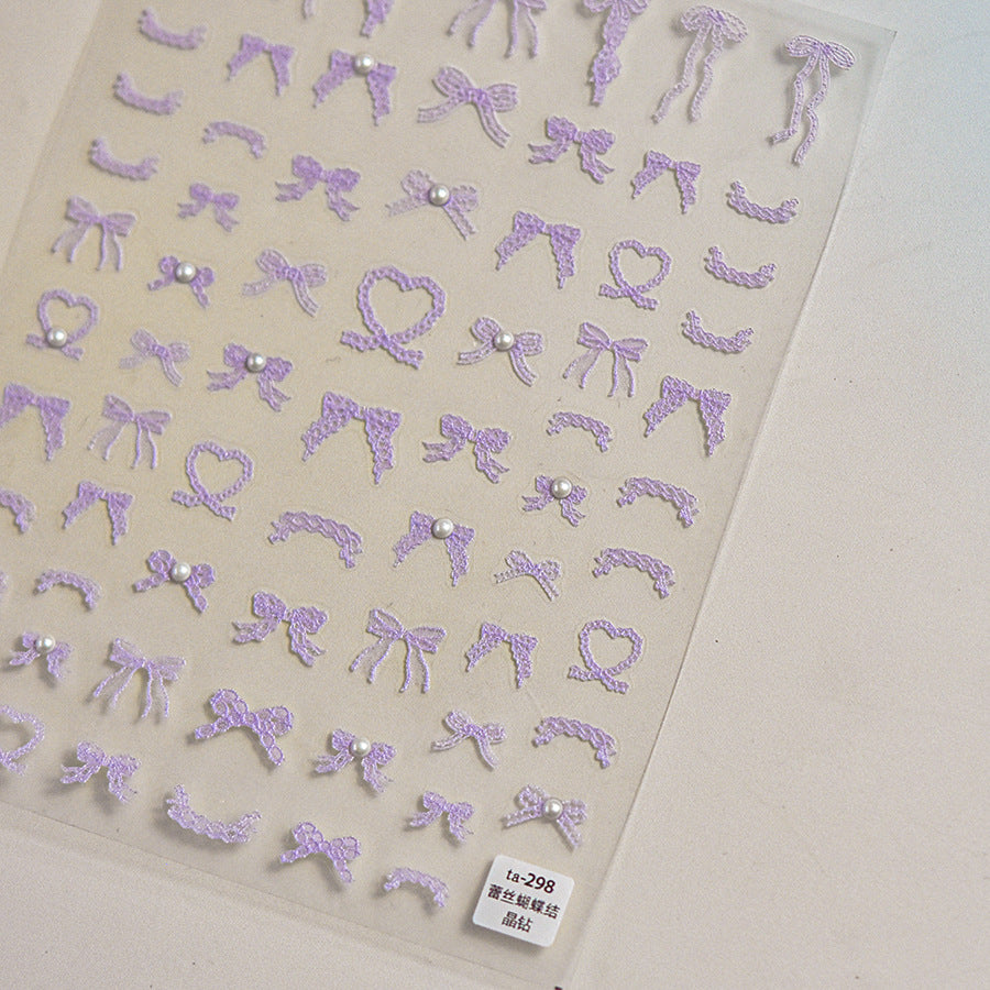 TA 298 - Self-Adhesive Lace Bow Nail Stickers