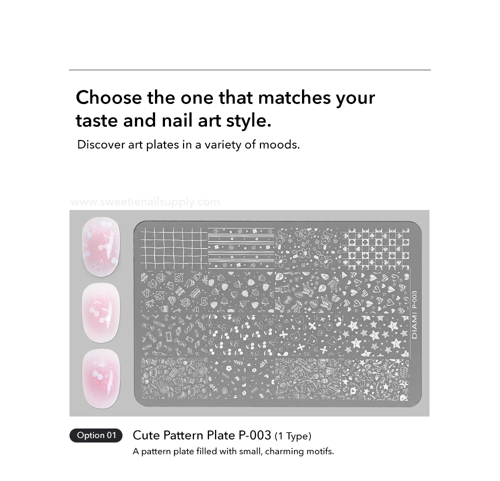 DIAMI - Nail Stamping Art Plates 5 Set (P001-P005) + Stamper/Lint Roller/Roller Refill Gifts