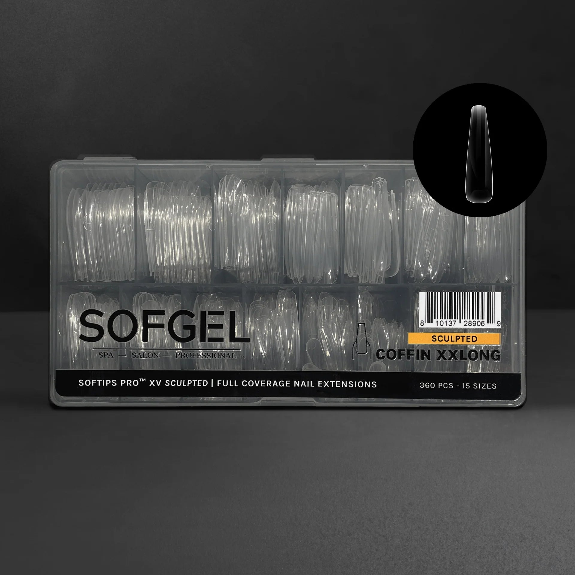 SOFGEL - SOFTIPS PRO XV Sculpted Coffin Extra Extra Long - 360pcs