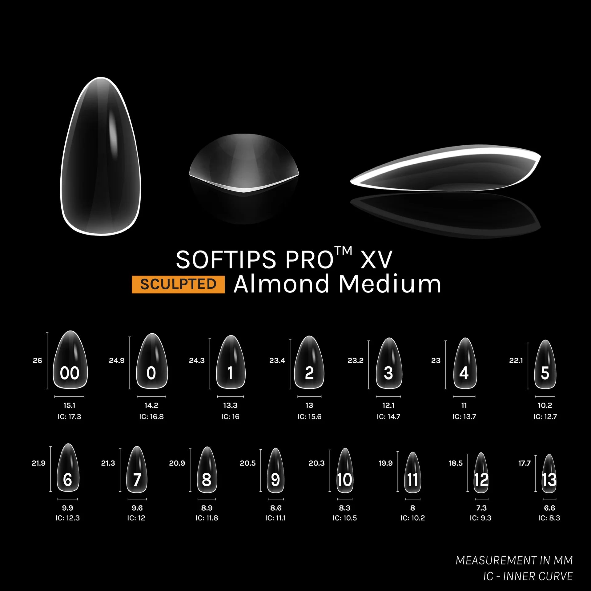 SOFTIPS PRO XV - Sculpted Almond Medium (600pcs)