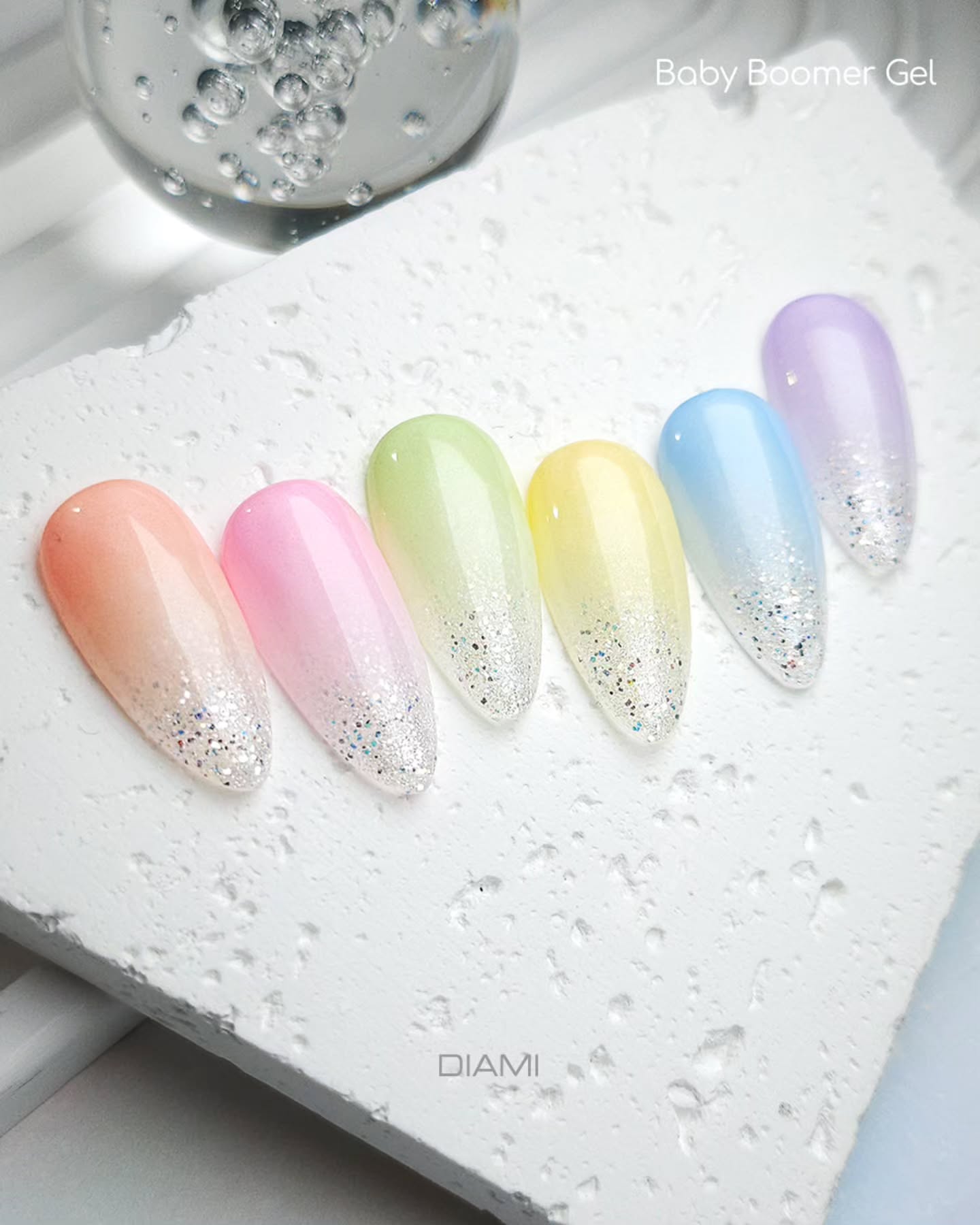 DIAMI Baby Boomer Gel Pastel Satin 10-Color Set (PN521~530) + Mushroom Sponges 1box (20 Pieces)