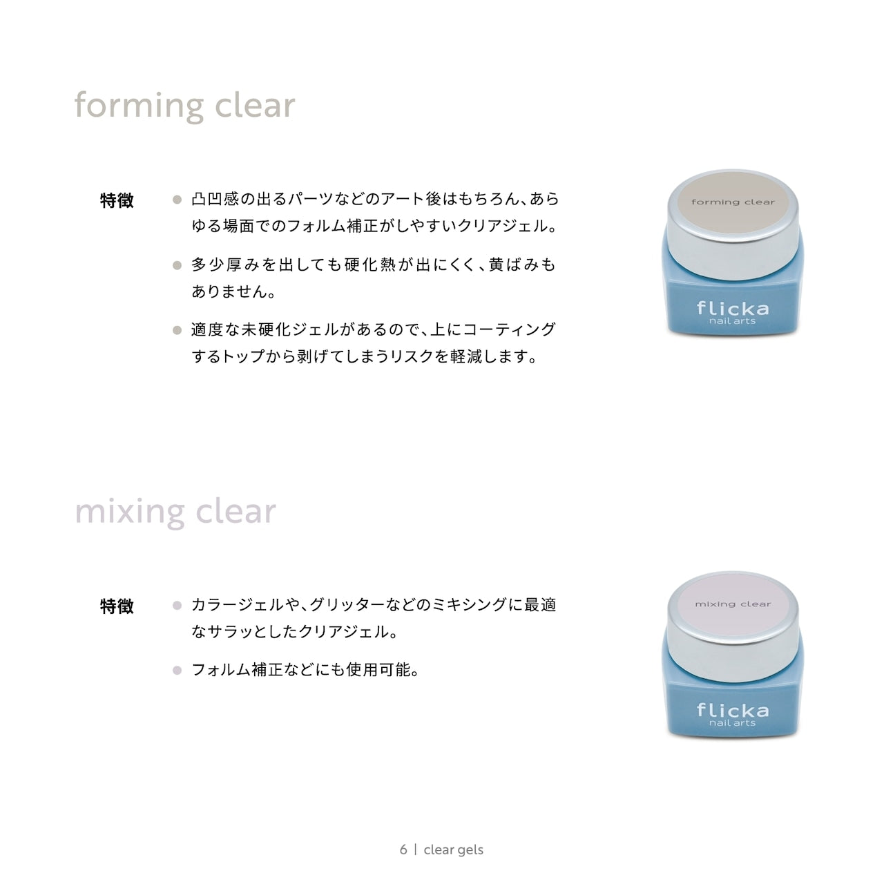 Flicka Nail Arts - Clear Gels (3 types)