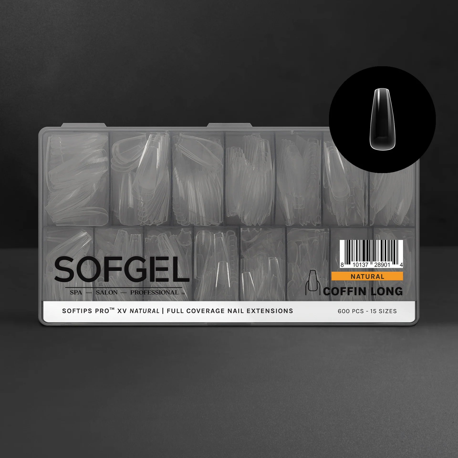 SOFGEL - SOFTIPS PRO XV Natural Coffin Long - 600pcs