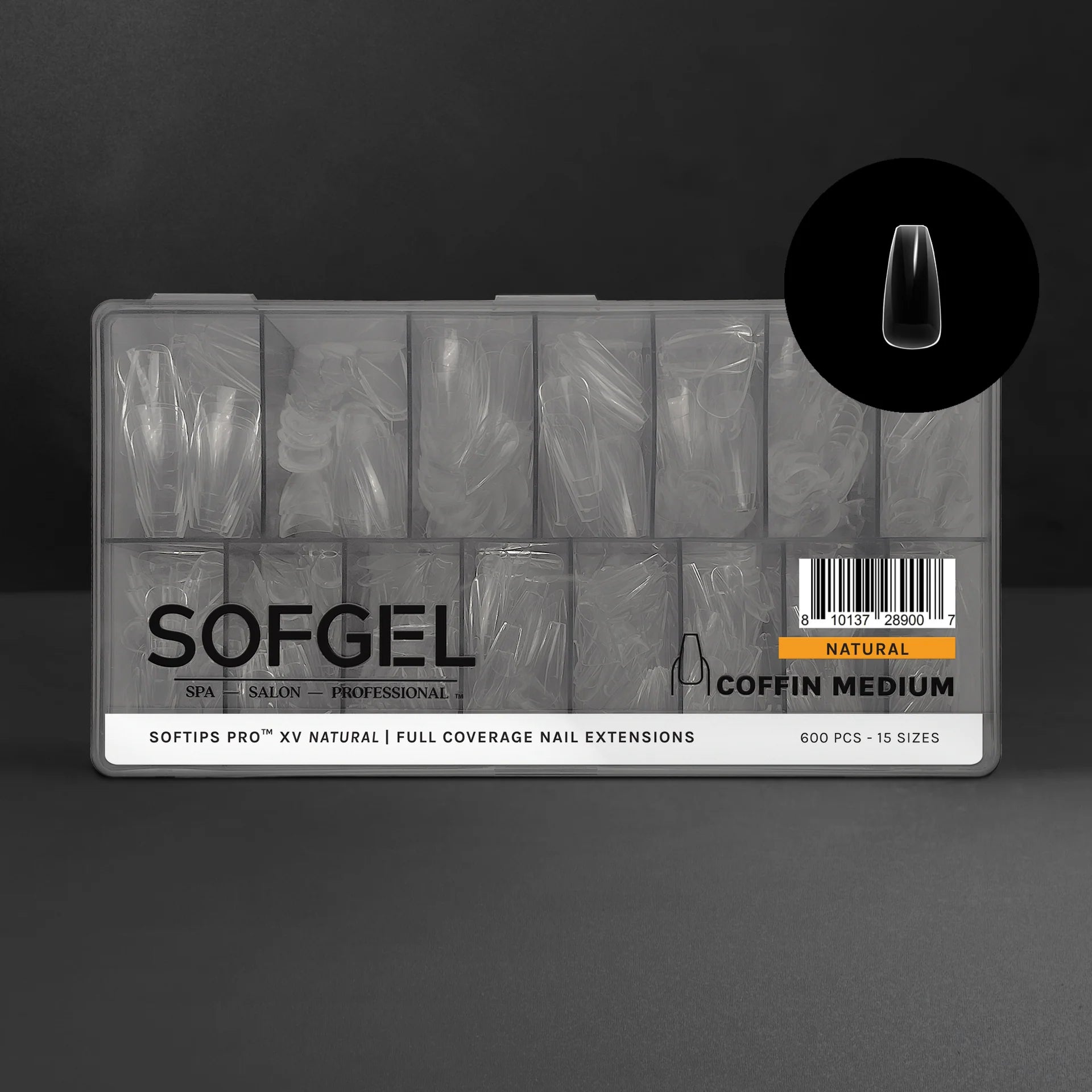 SOFGEL - SOFTIPS PRO XV Natural Coffin Medium - 600pcs