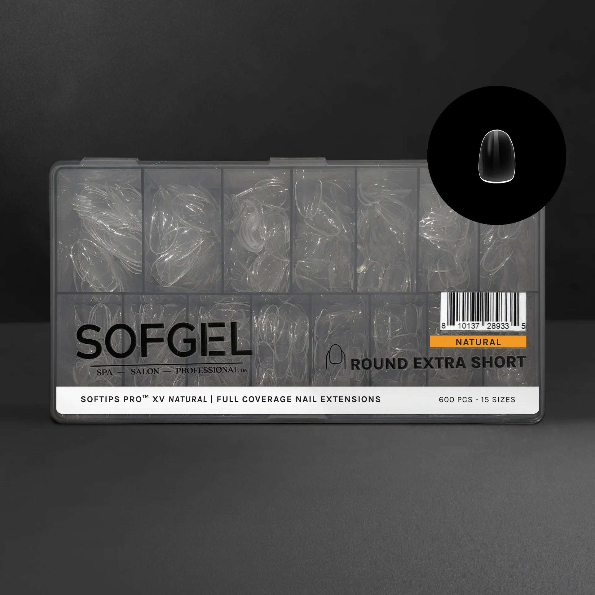 SOFGEL - SOFTIPS PRO XV Natural Round Extra Short - 600pcs