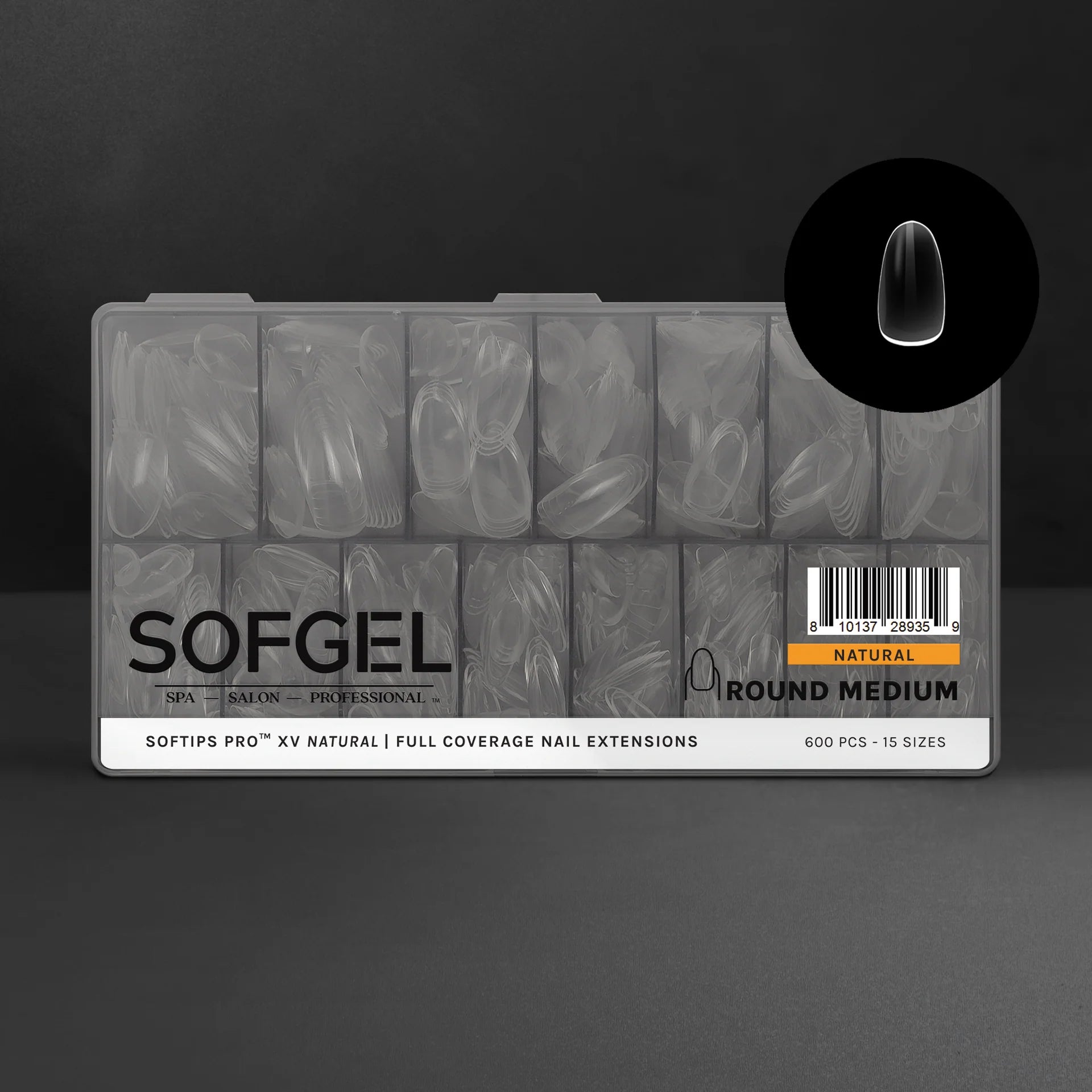 SOFGEL - SOFTIPS PRO XV Natural Round Medium - 600pcs