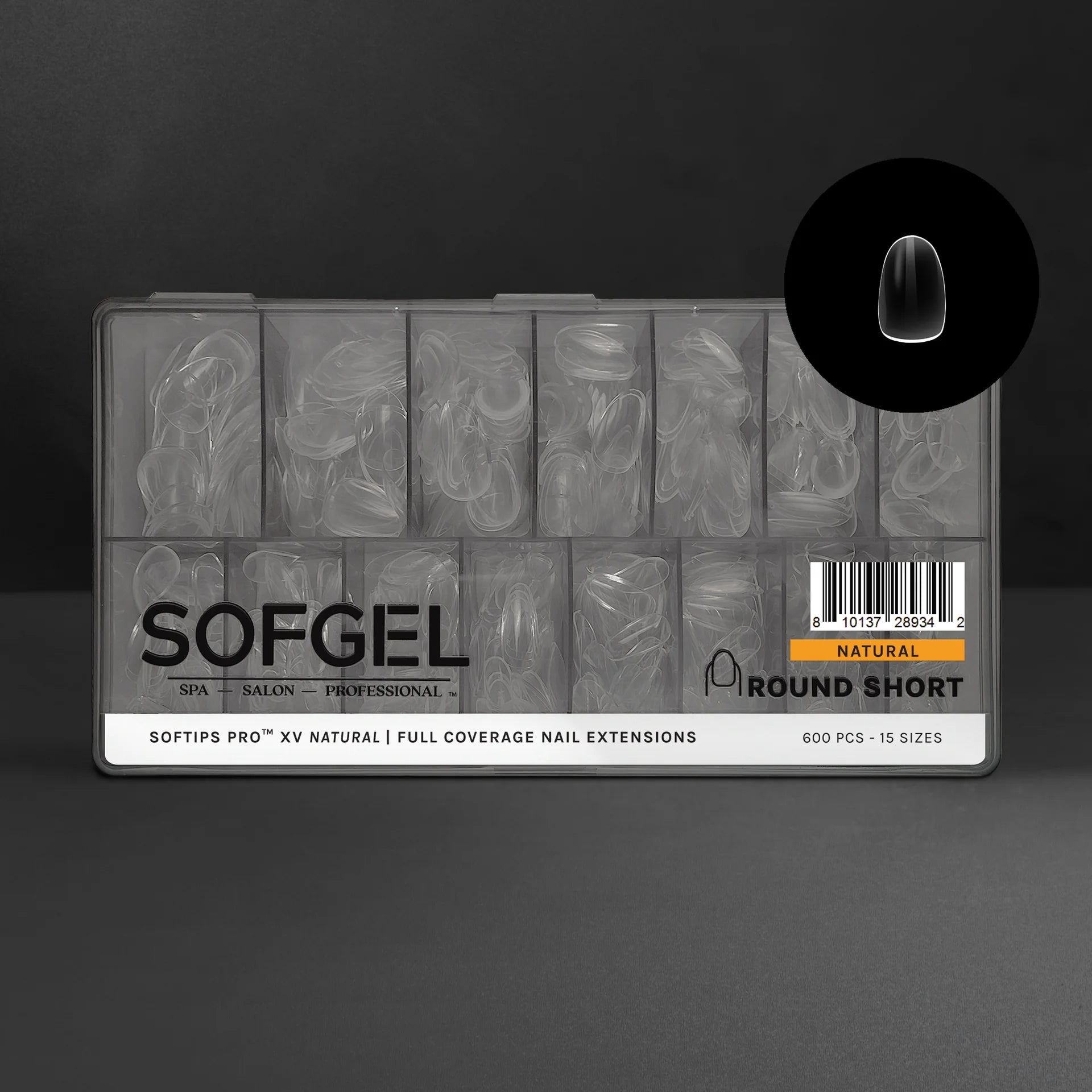 SOFGEL - SOFTIPS PRO XV Natural Round Short - 600pcs