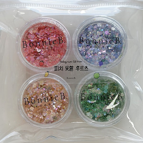 Bonniebee - Peach Fruits Nail Glitter (Strawberry, Grape, Mango, Lime)