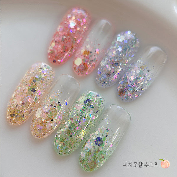 Bonniebee - Peach Fruits Nail Glitter (Strawberry, Grape, Mango, Lime)