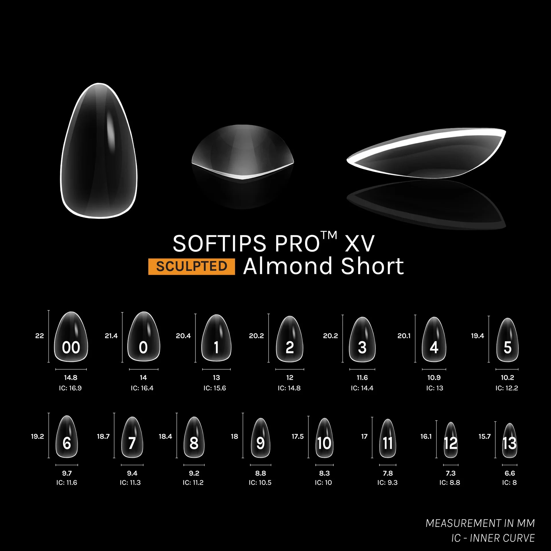 SOFGEL - SOFTIPS PRO XV Sculpted Almond Short - 600pcs