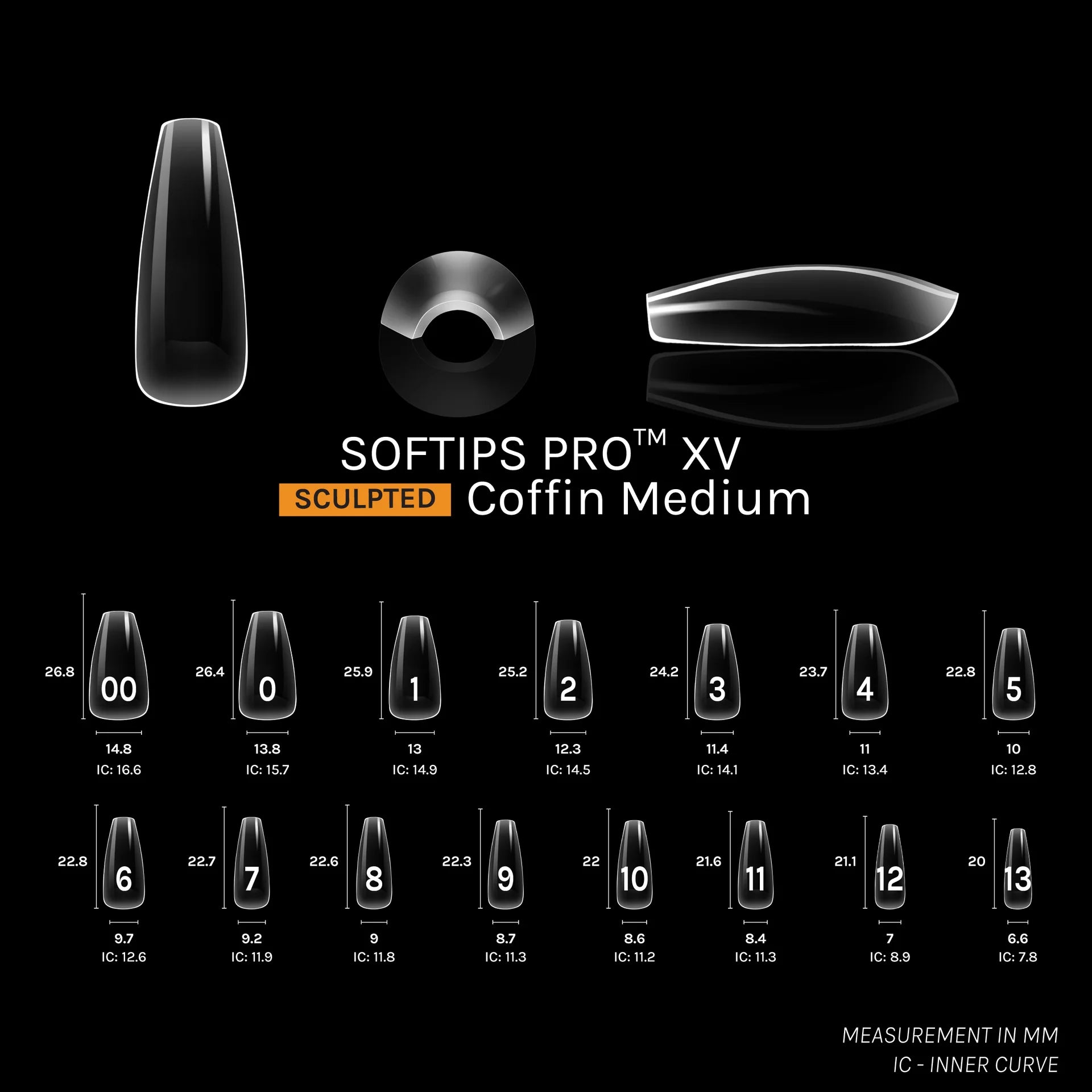 SOFGEL - SOFTIPS PRO XV Sculpted Coffin Medium - 600pcs