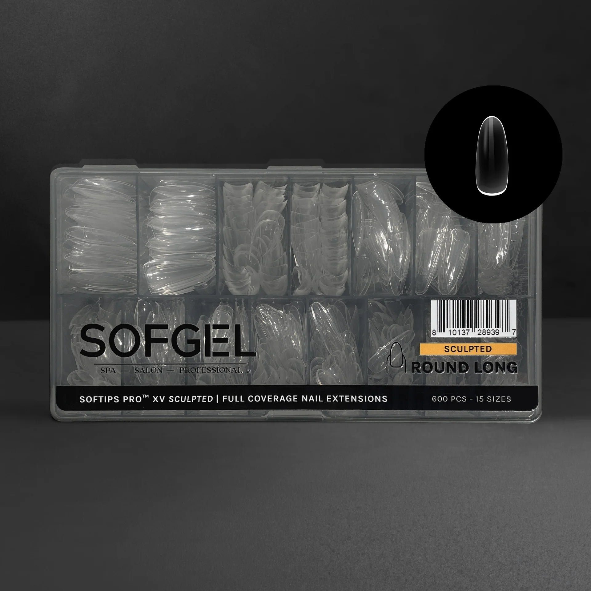 SOFGEL - SOFTIPS PRO XV Sculpted Round Long - 600pcs