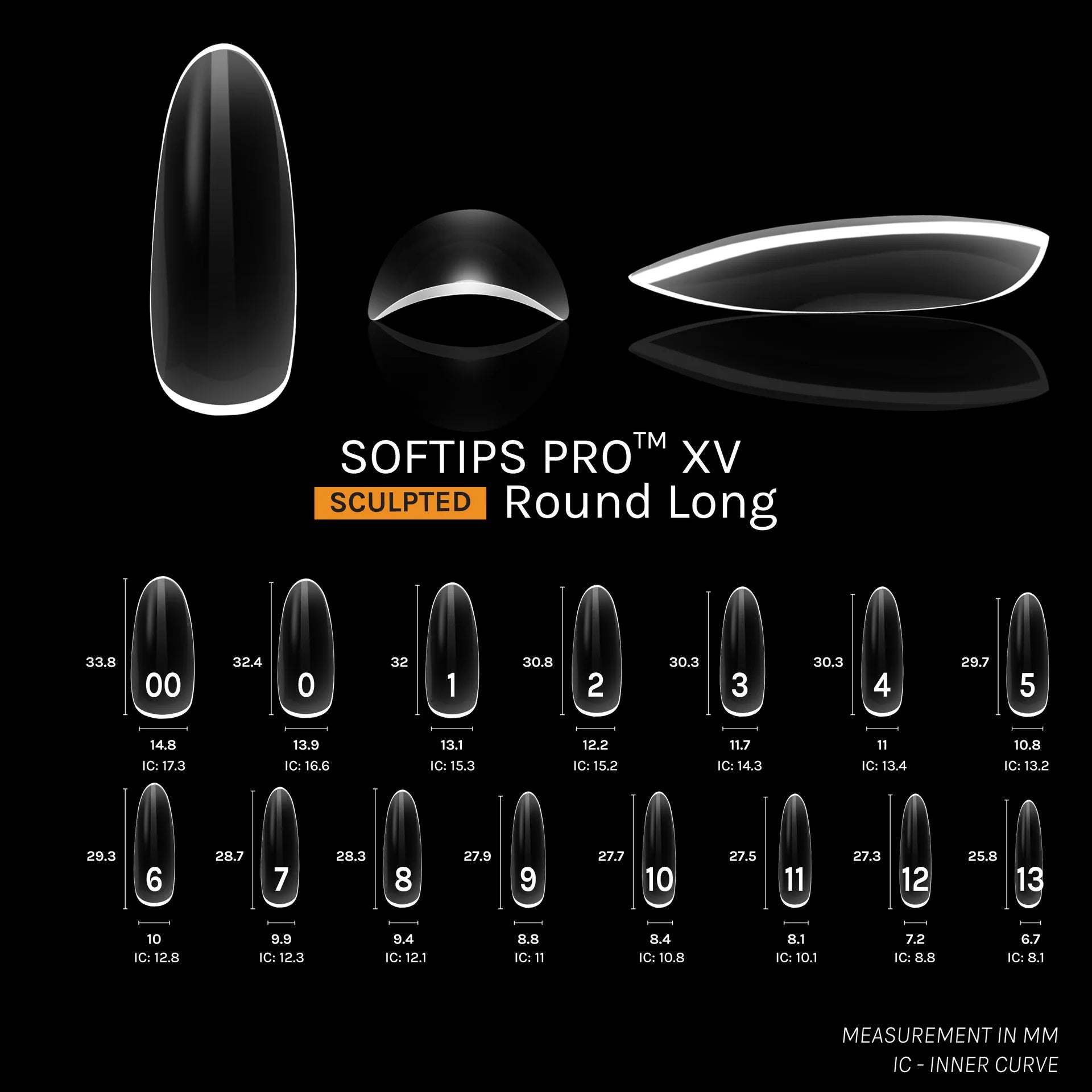 SOFGEL - SOFTIPS PRO XV Sculpted Round Long - 600pcs