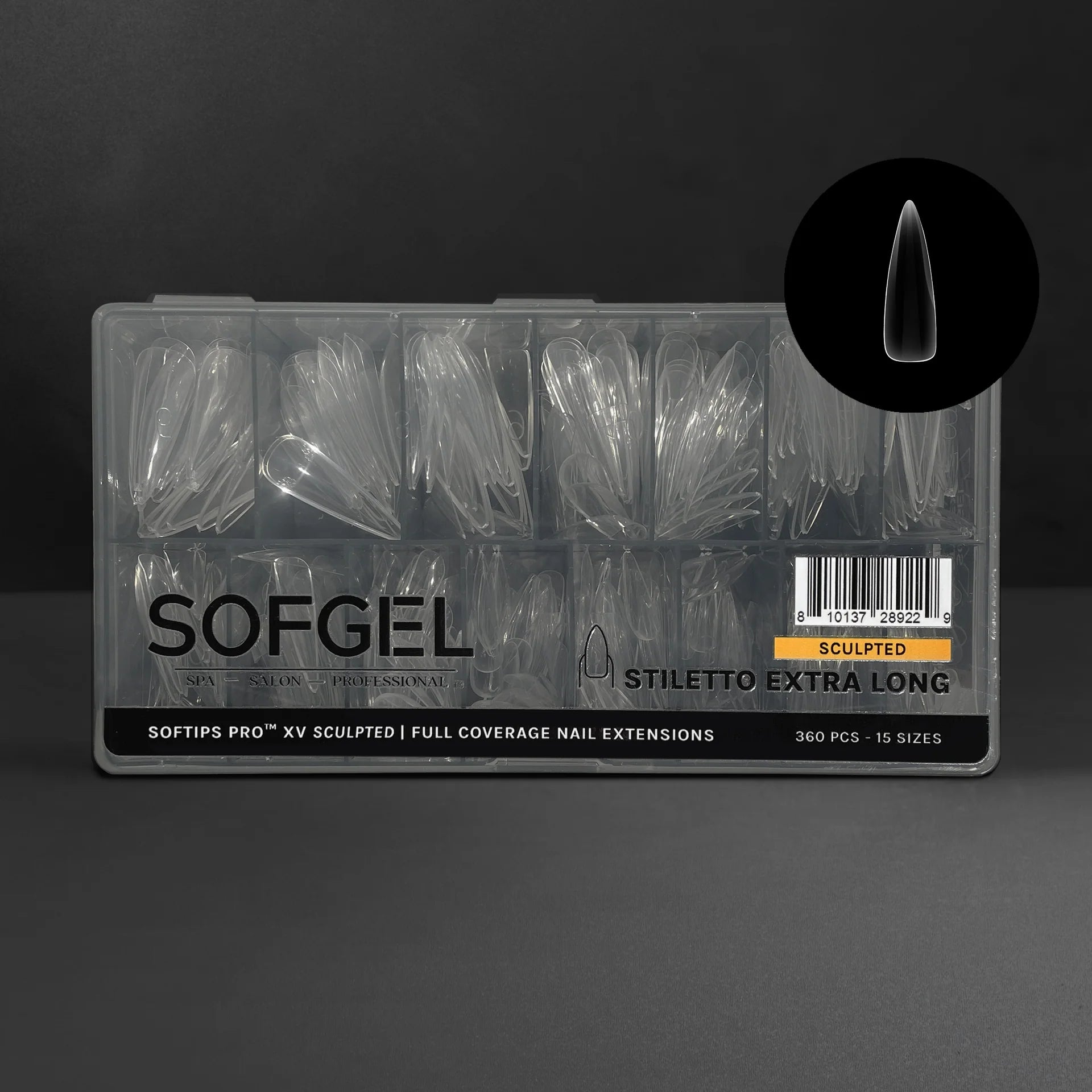 SOFGEL - SOFTIPS PRO XV Sculpted Stiletto Extra Long - 360pcs