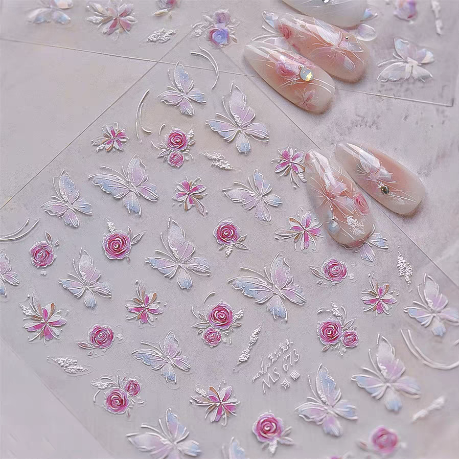 MS673 - Self-Adhesive Flower Butterfly Nail Stickers