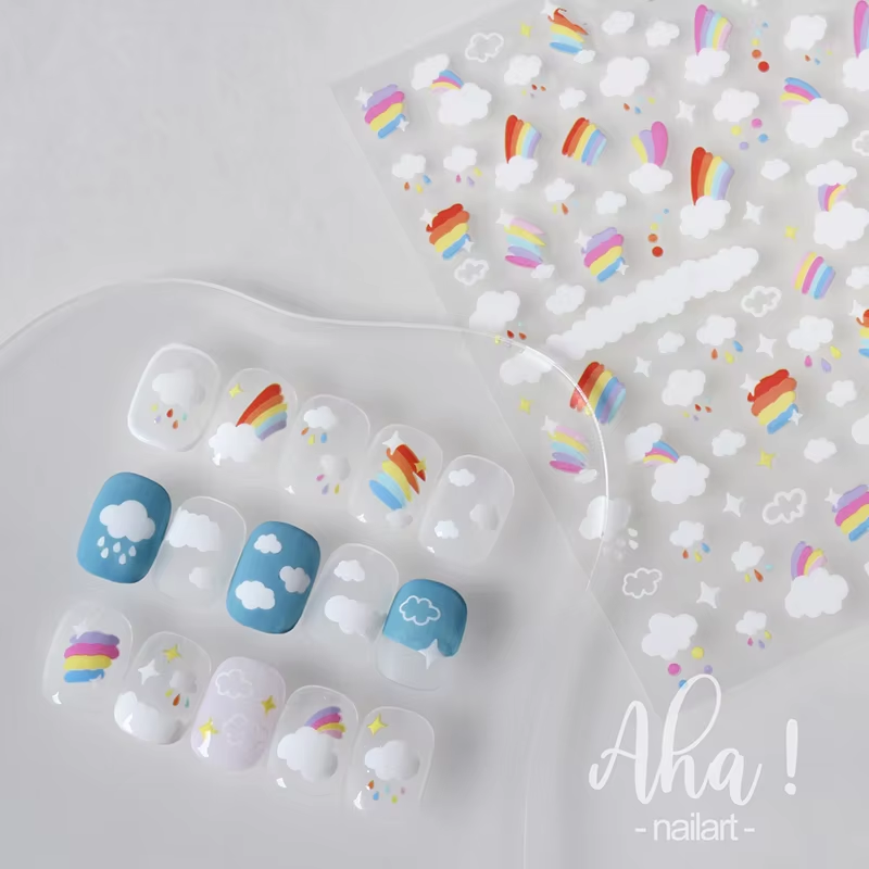 Aha001 - Self-Adhesive Aha Cloud Nail Stickers