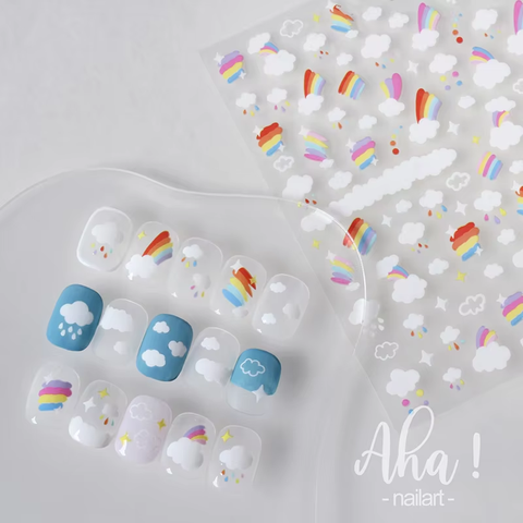 Aha001 - Self-Adhesive Aha Cloud Nail Stickers