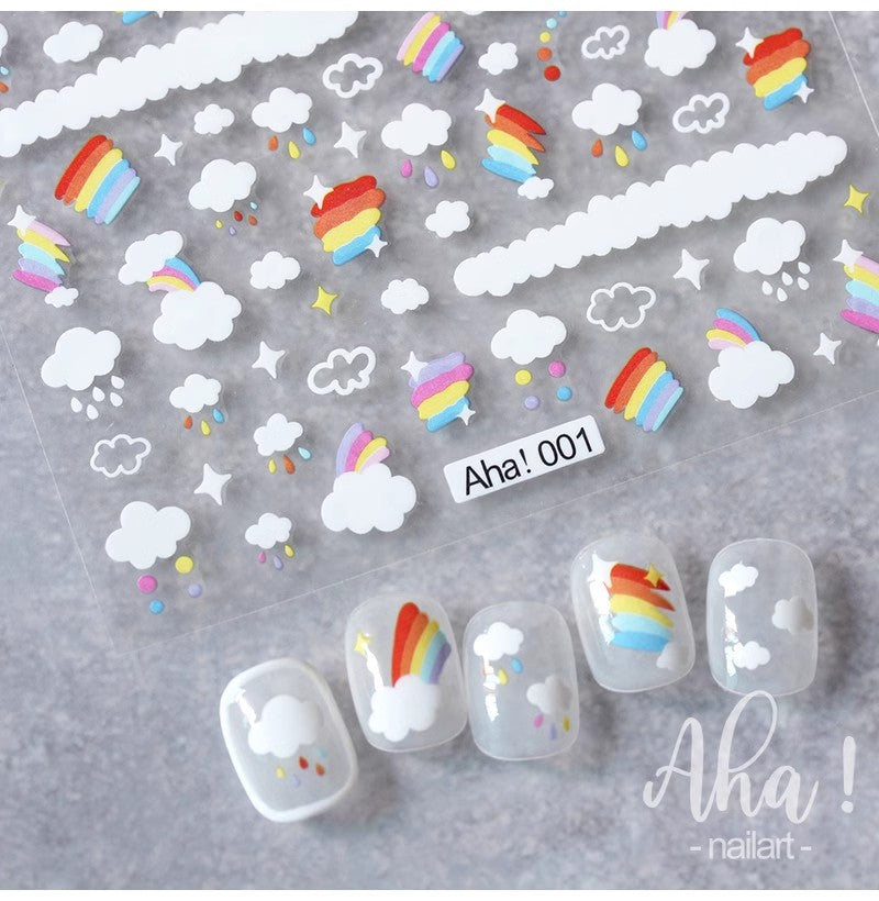 Aha001 - Self-Adhesive Aha Cloud Nail Stickers