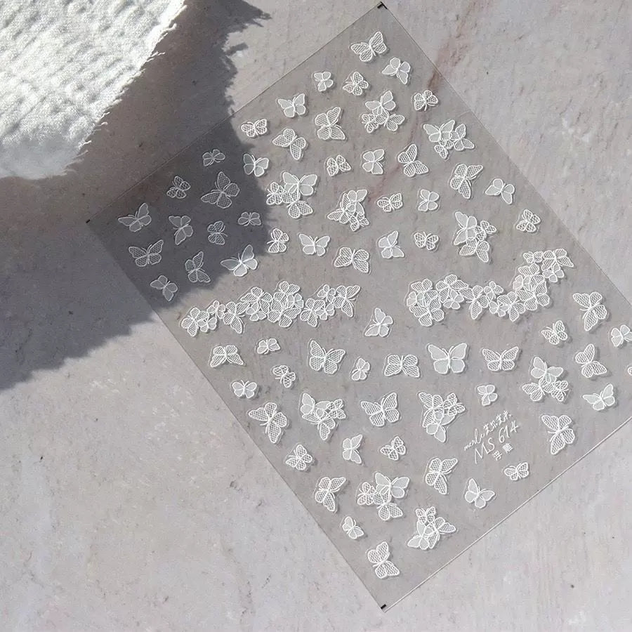 MS614 - Self-Adhesive Lace Butterfly Nail Stickers