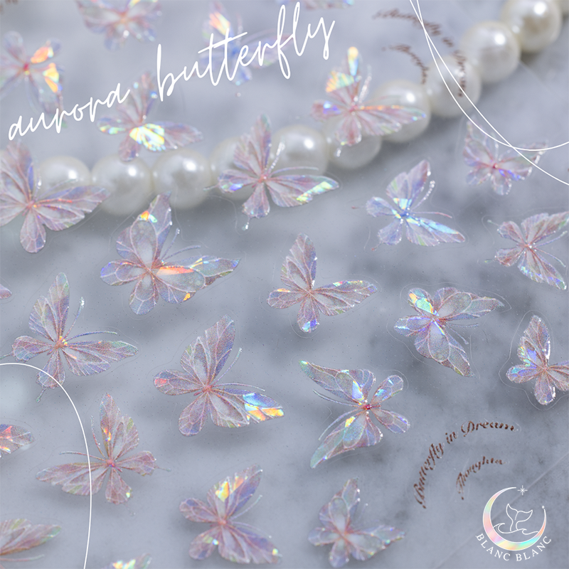 Blanc Blanc - (S459) Aurora Mother of Pearl Butterfly Sticker