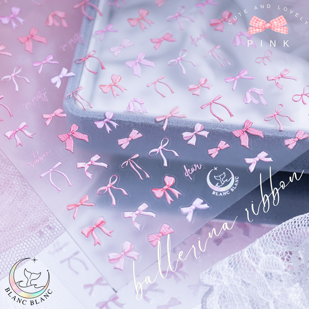 Blanc Blanc - (S486) Ballerina Ribbon Sticker - Pink