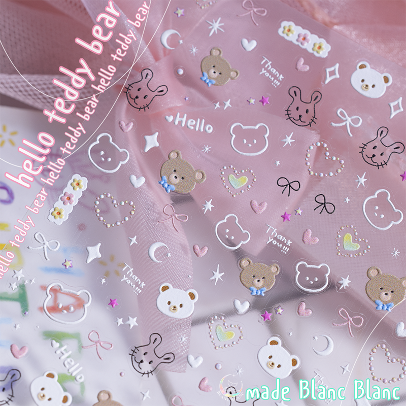 Blanc Blanc - Hello Teddy Bear Stickers (S383)