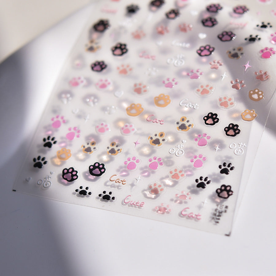 3411 - Self-Adhesive Cute Cat Paw Nail Stickers