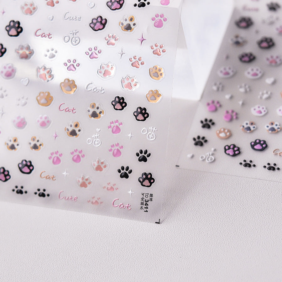 3411 - Self-Adhesive Cute Cat Paw Nail Stickers