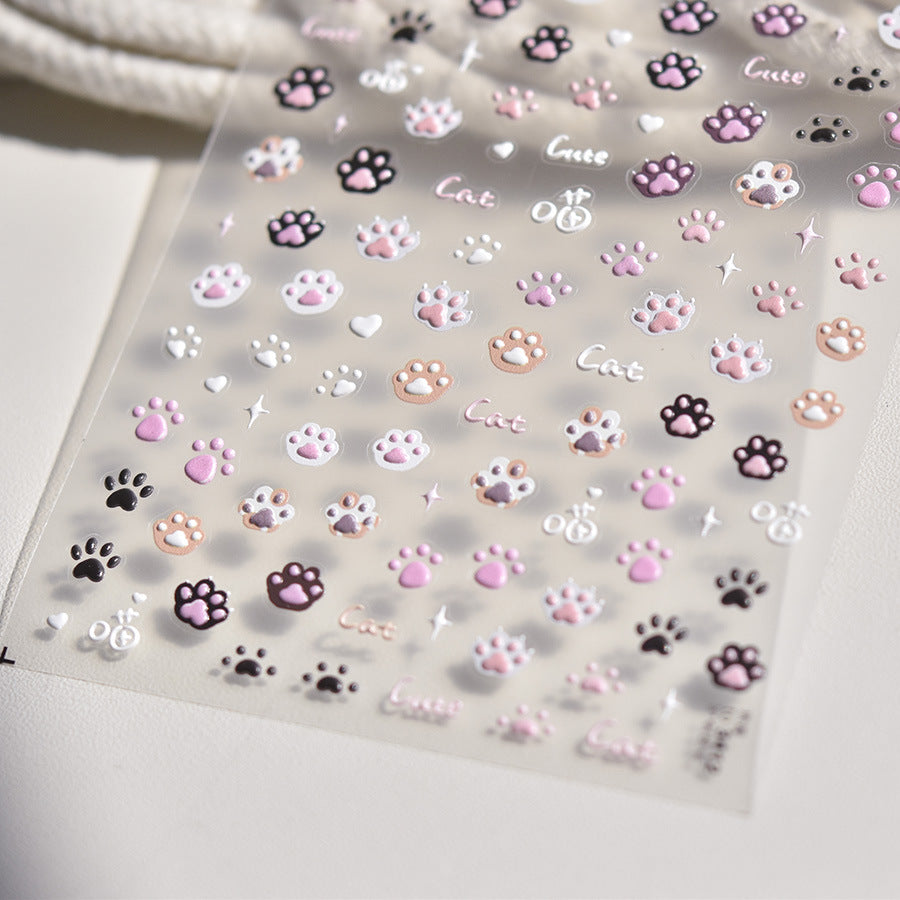 3412 - Self-Adhesive Cute Cat Paw Nail Stickers