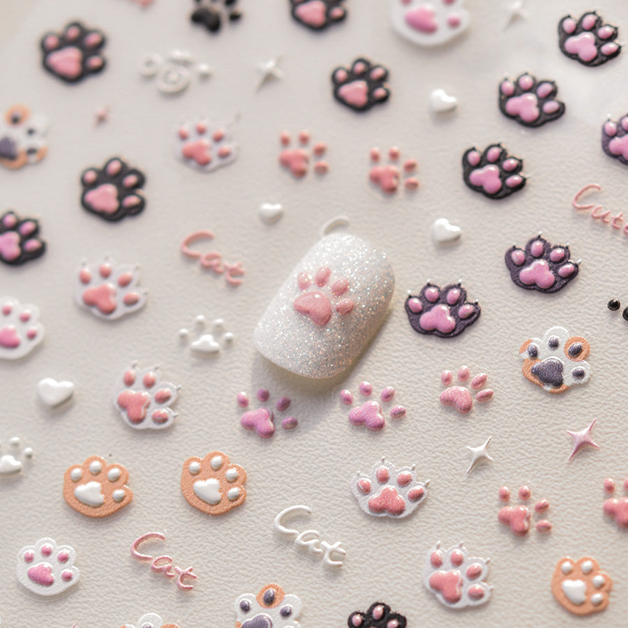 3412 - Self-Adhesive Cute Cat Paw Nail Stickers