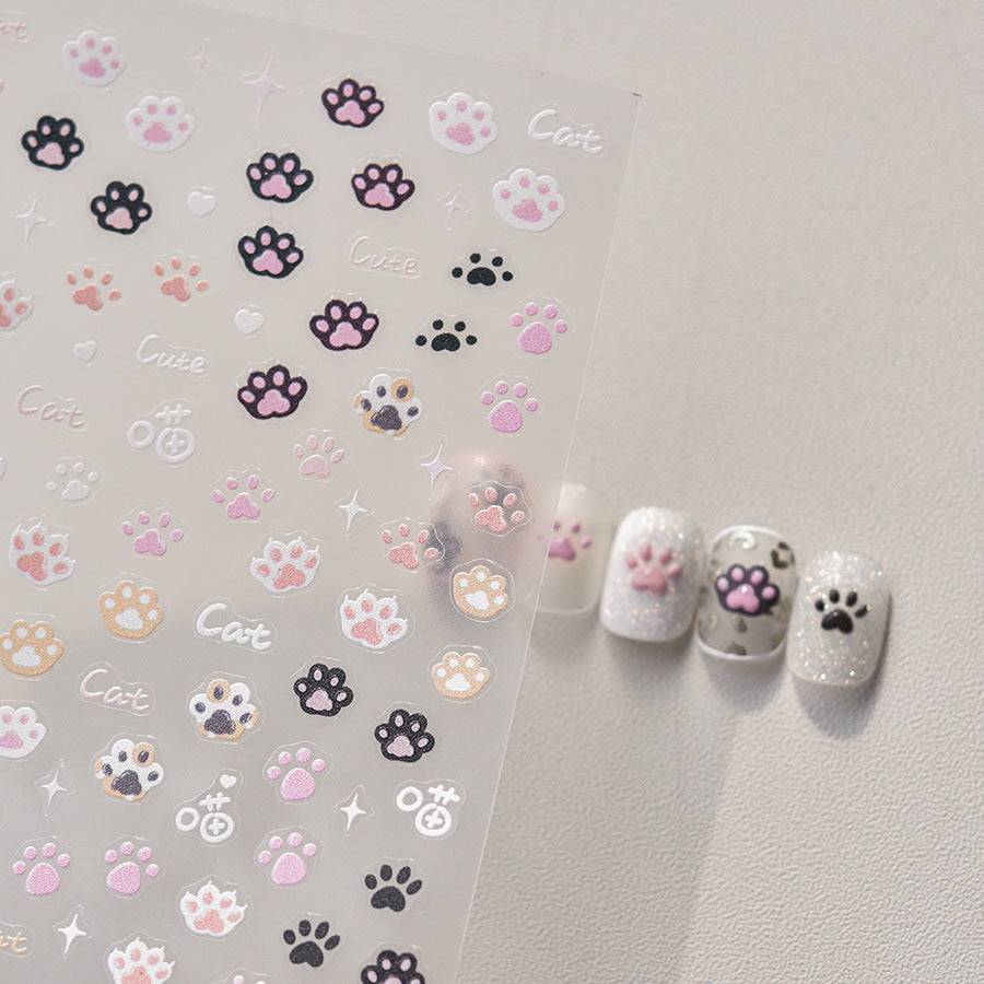 3413 - Self-Adhesive Cute Cat Paw Nail Stickers