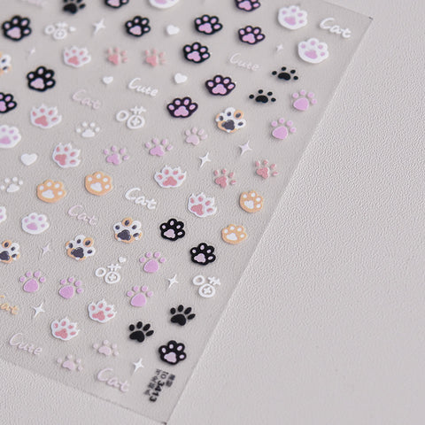 3413 - Self-Adhesive Cute Cat Paw Nail Stickers