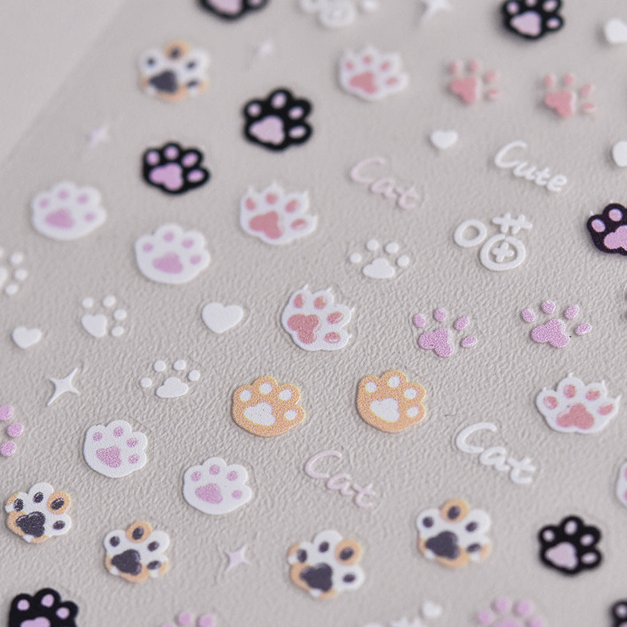 3413 - Self-Adhesive Cute Cat Paw Nail Stickers