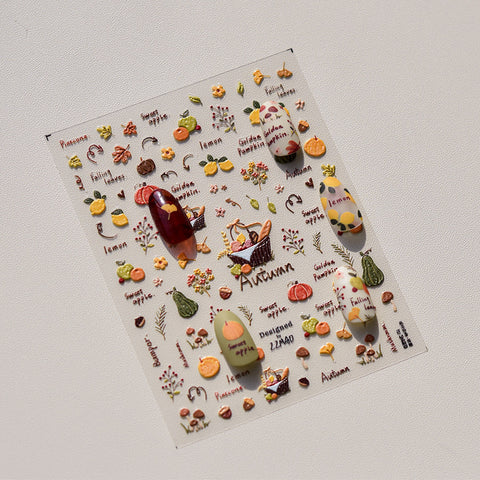 3428 - Self-Adhesive Autumn Cute Cartoon Nail Stickers