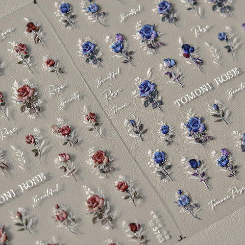 3703 - Self-Adhesive Rose Flower Nail Stickers