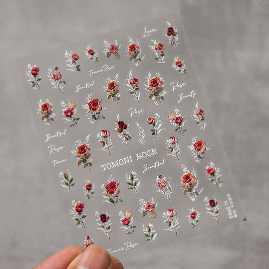 3703 - Self-Adhesive Rose Flower Nail Stickers