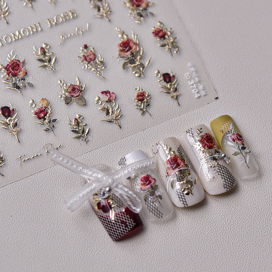 3704 - Self-Adhesive Rose Flower Nail Stickers