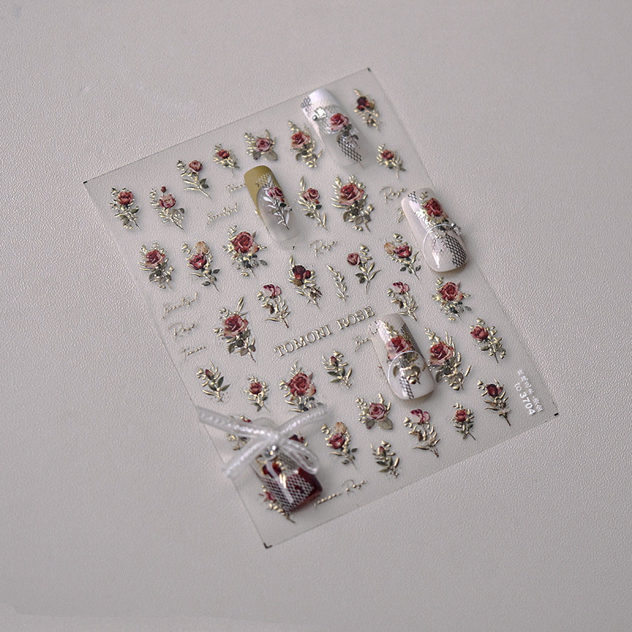 3704 - Self-Adhesive Rose Flower Nail Stickers