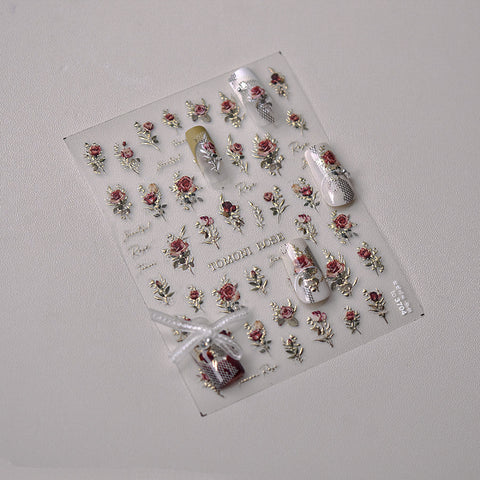 3704 - Self-Adhesive Rose Flower Nail Stickers