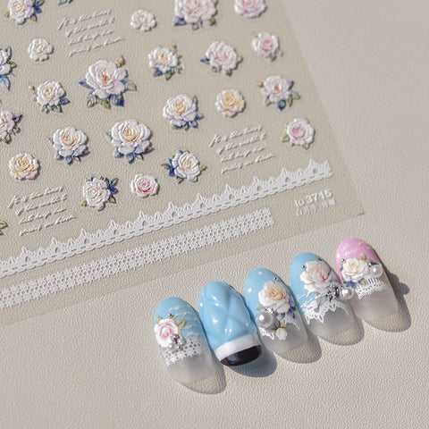 3715 - Self-Adhesive Spring Flowers Nail Stickers