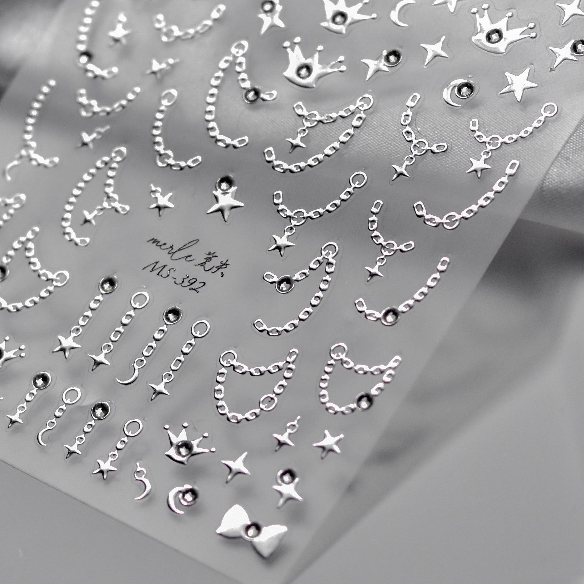 MS 392 - Self-Adhesive Silver Chain Nail Stickers