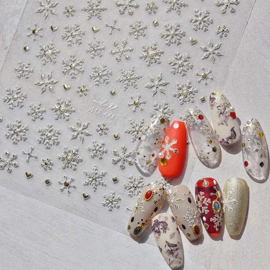 MS 488-1 - Self-Adhesive Gold Snowflake Nail Stickers