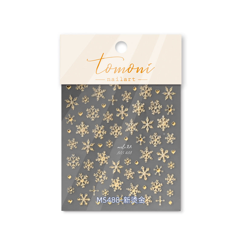 MS 488-1 - Self-Adhesive Gold Snowflake Nail Stickers