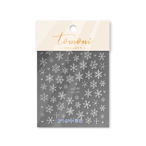 MS 488-2 - Self-Adhesive Silver Snowflake Nail Stickers