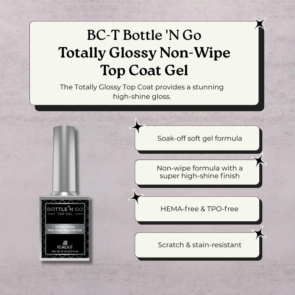 Kokoist - Bottle 'N Go Totally Glossy Non Wipe Top Coat Gel (BC-T)