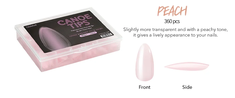 DIAMI Canoe Nail Tip Extensions [Peach and Clear]