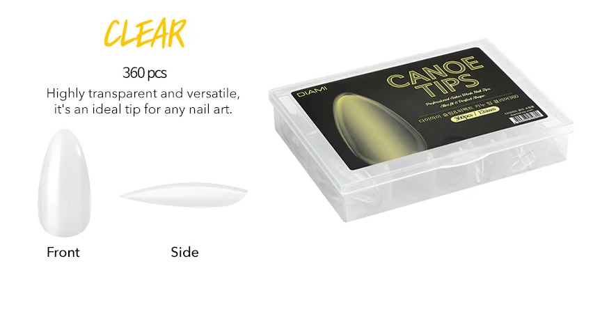 DIAMI Canoe Nail Tip Extensions [Peach and Clear]
