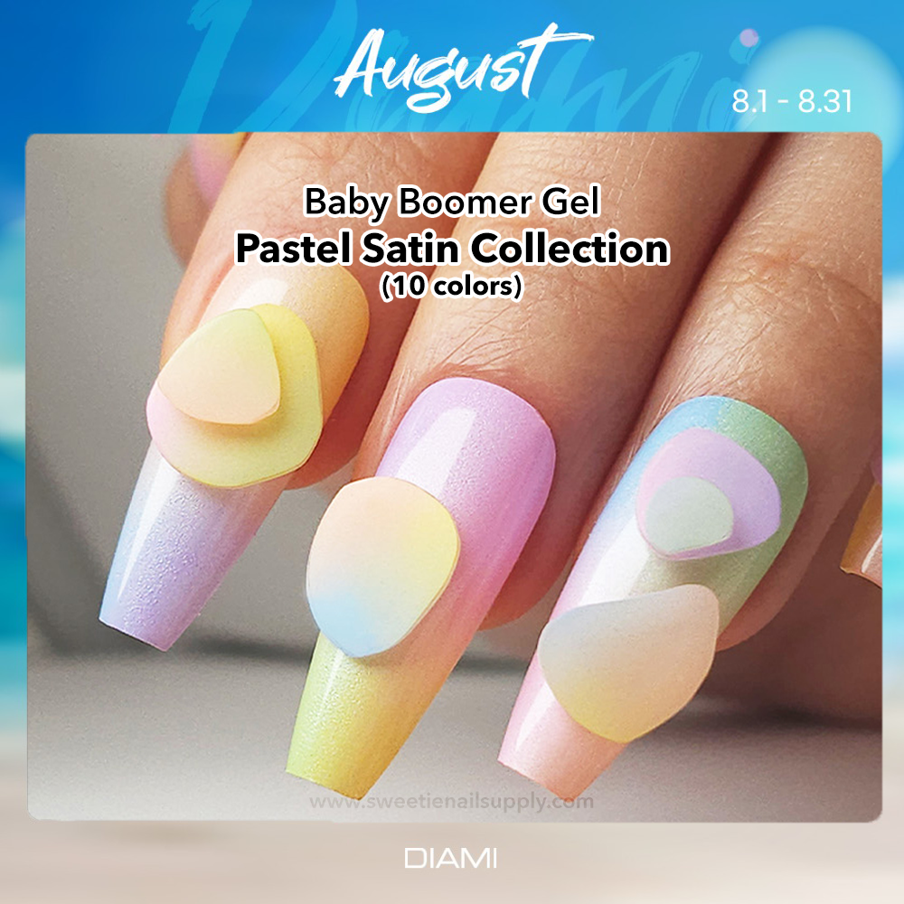 DIAMI Baby Boomer Gel Pastel Satin Collection (PN521~530) + Mushroom Sponges 1box (20 Pieces)